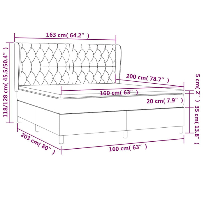 Pat box spring cu saltea, negru, 160x200 cm, textil - WALTI WALTI