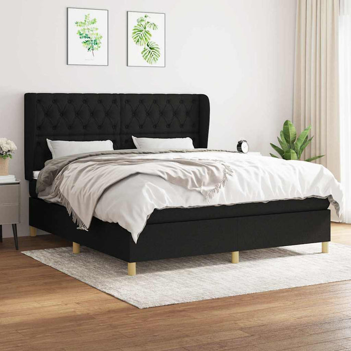 Pat box spring cu saltea, negru, 160x200 cm, textil - WALTI WALTI