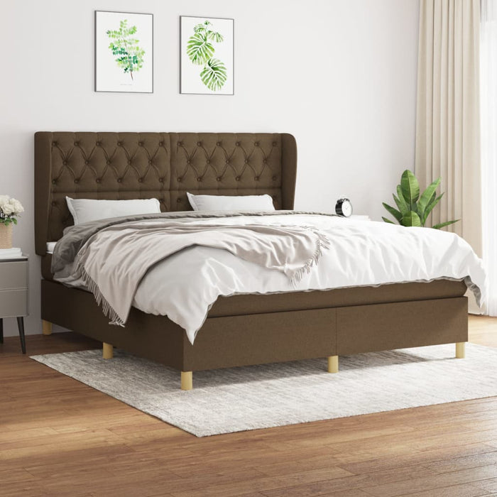 Pat box spring cu saltea, maro închis, 160x200 cm, textil - WALTI WALTI