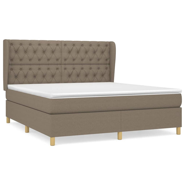 Pat box spring cu saltea, gri taupe, 160x200 cm material textil WALTI