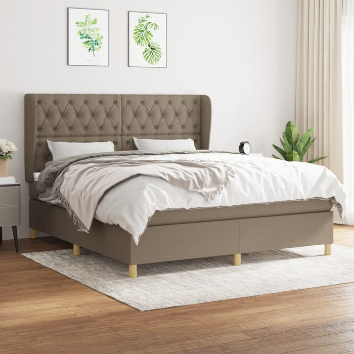 Pat box spring cu saltea, gri taupe, 160x200 cm material textil WALTI