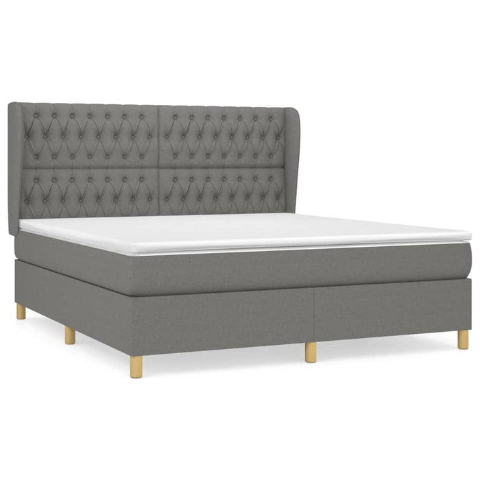 Pat box spring cu saltea, gri închis, 180x200 cm, textil - WALTI WALTI