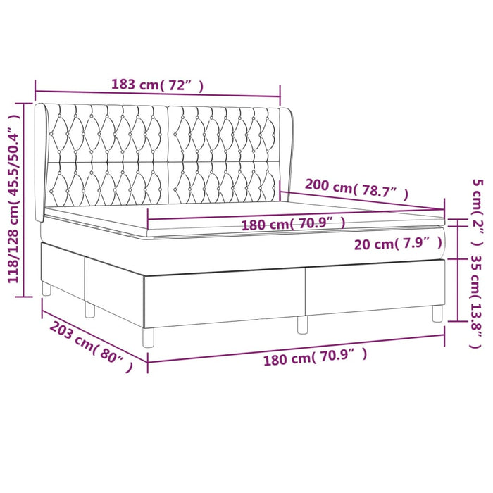 Pat continental cu saltea, crem, 180x200 cm, textil - WALTI WALTI