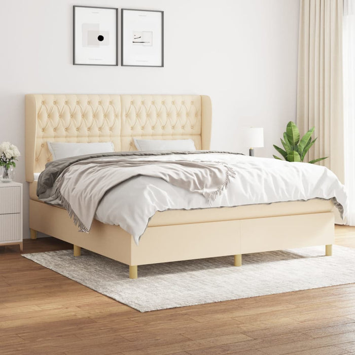 Pat continental cu saltea, crem, 180x200 cm, textil - WALTI WALTI