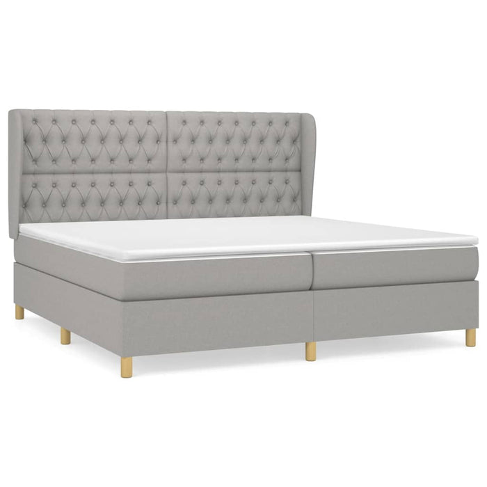Pat box spring cu saltea, gri deschis, 200x200 cm, textil - WALTI WALTI