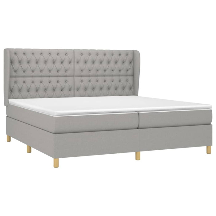 Pat box spring cu saltea, gri deschis, 200x200 cm, textil - WALTI WALTI