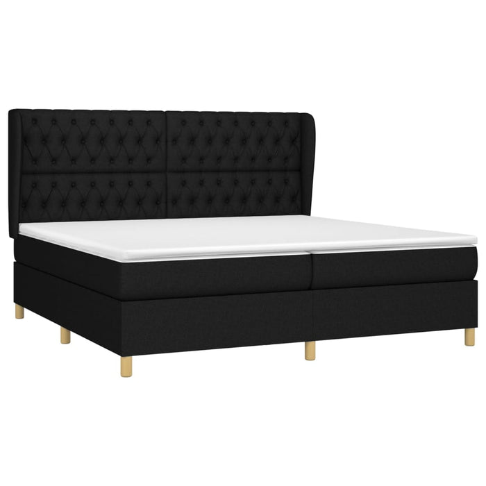 Pat box spring cu saltea, negru, 200x200 cm, textil - WALTI WALTI