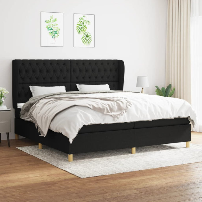 Pat box spring cu saltea, negru, 200x200 cm, textil - WALTI WALTI