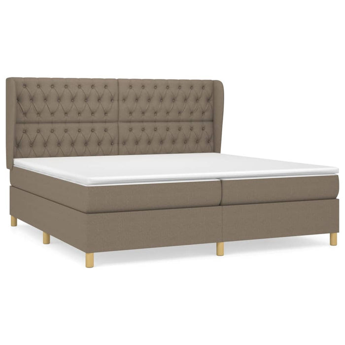 Pat box spring cu saltea, gri taupe, 200x200 cm, textil - WALTI WALTI
