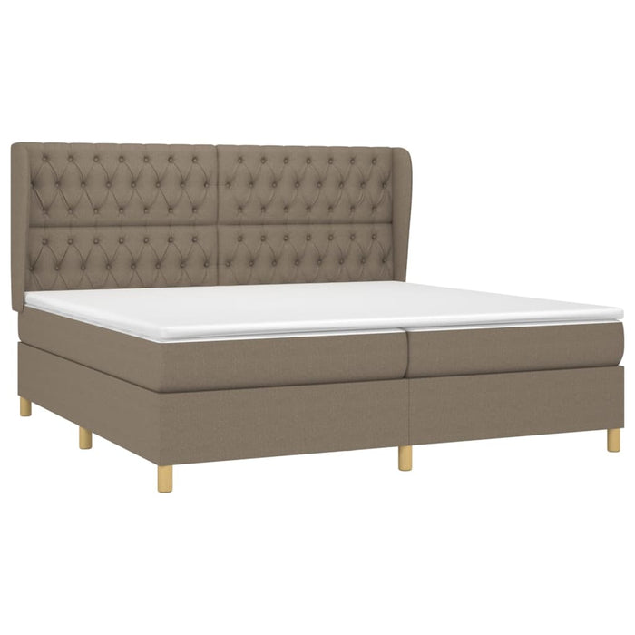 Pat box spring cu saltea, gri taupe, 200x200 cm, textil - WALTI WALTI