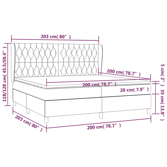 Pat box spring cu saltea, gri taupe, 200x200 cm, textil - WALTI WALTI