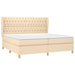 Pat box spring cu saltea, crem, 200x200 cm, textil - WALTI WALTI