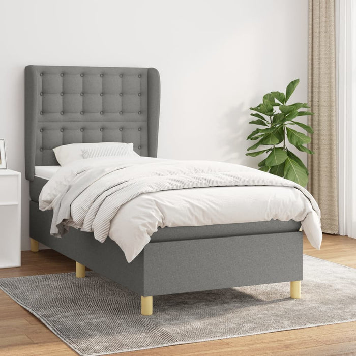 Pat box spring cu saltea, gri închis, 80x200 cm, textil - WALTI WALTI
