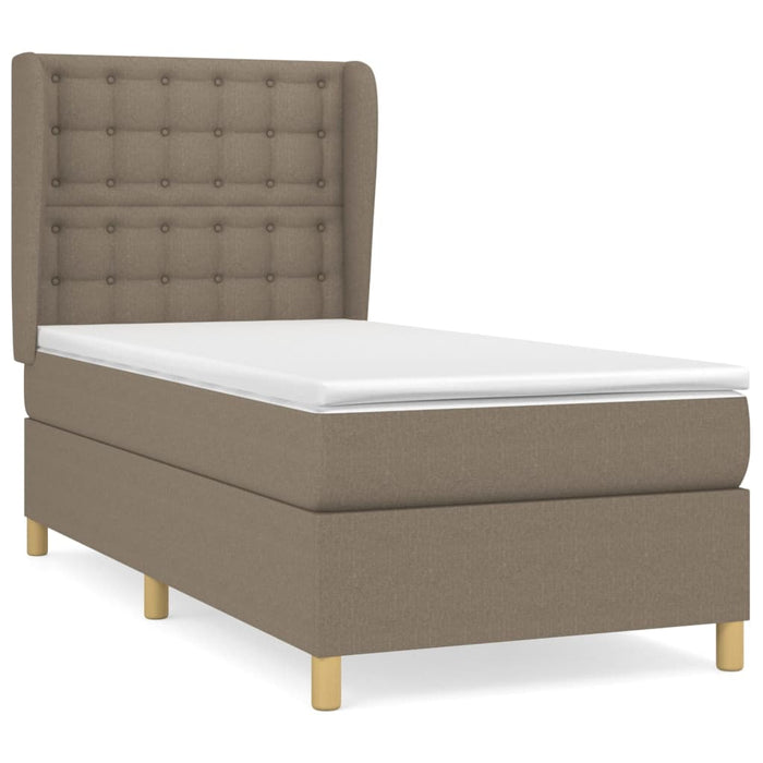 Pat box spring cu saltea, gri taupe, 80x200 cm, textil - WALTI WALTI