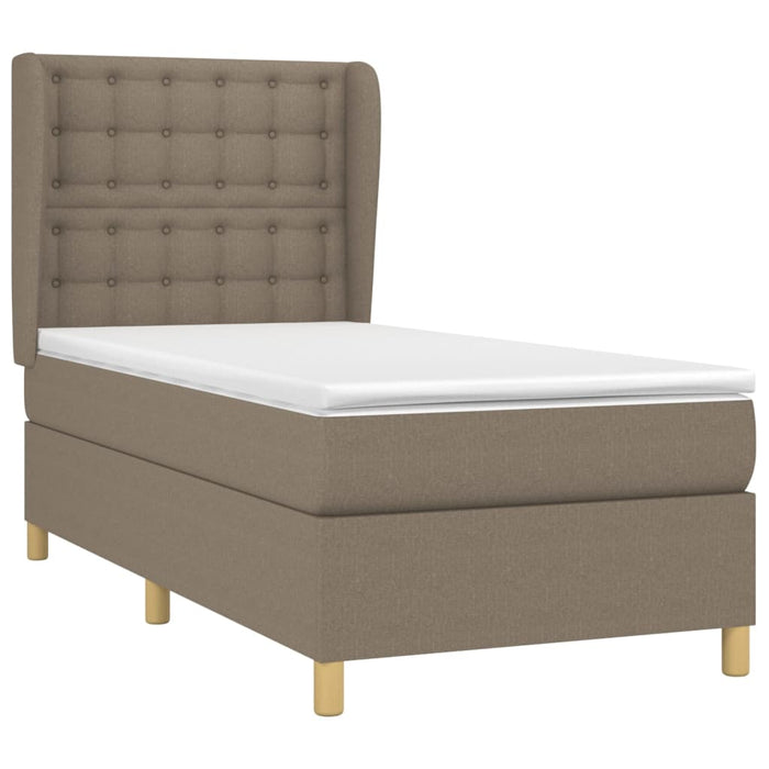 Pat box spring cu saltea, gri taupe, 80x200 cm, textil - WALTI WALTI