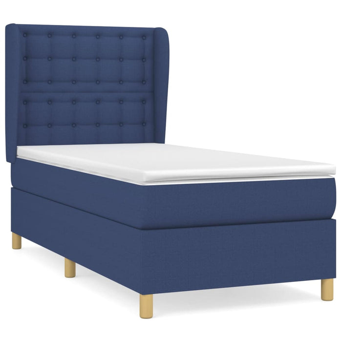 Pat box spring cu saltea, albastru, 80x200 cm, textil - WALTI WALTI