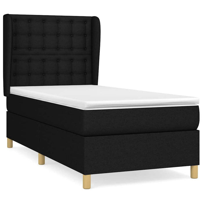 Pat box spring cu saltea, negru, 90x190 cm, textil - WALTI WALTI