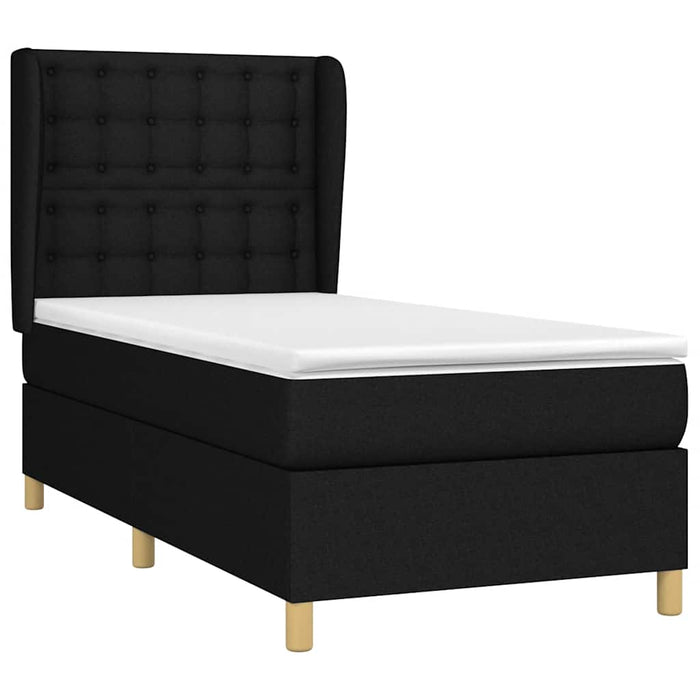 Pat box spring cu saltea, negru, 90x190 cm, textil - WALTI WALTI