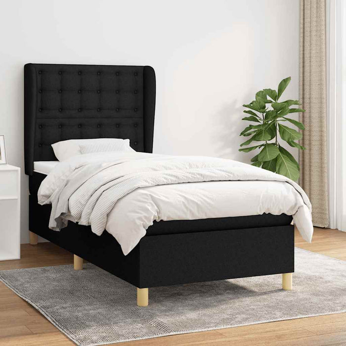 Pat box spring cu saltea, negru, 90x190 cm, textil - WALTI WALTI