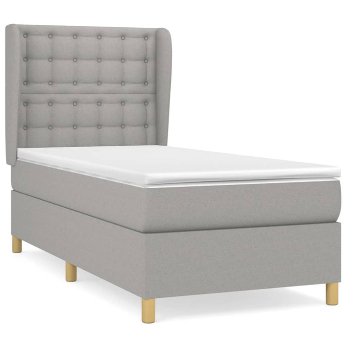 Pat box spring cu saltea, gri deschis, 90x200 cm, textil - WALTI WALTI