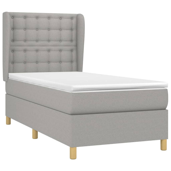Pat box spring cu saltea, gri deschis, 90x200 cm, textil - WALTI WALTI