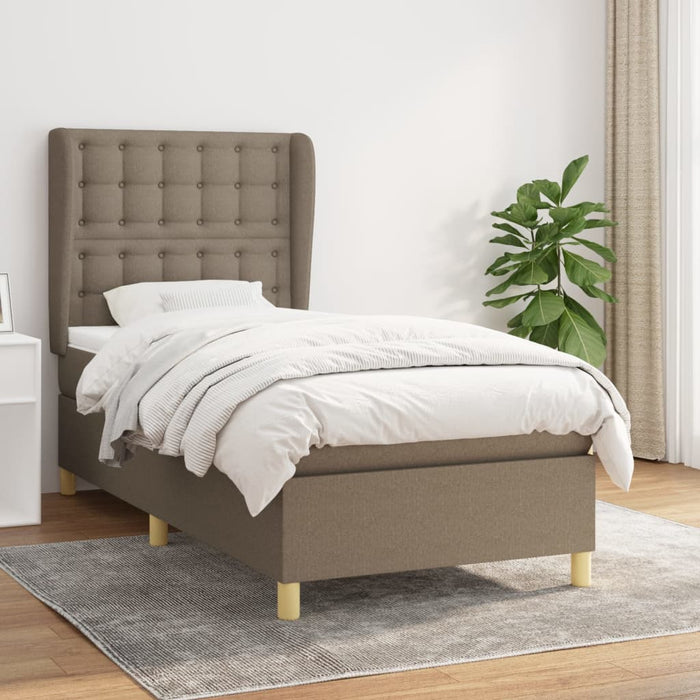 Pat box spring cu saltea, gri taupe, 90x200 cm, textil - WALTI WALTI