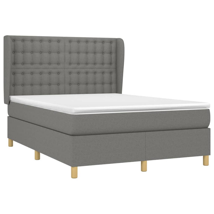 Pat box spring cu saltea, gri închis, 140x190 cm, textil - WALTI WALTI