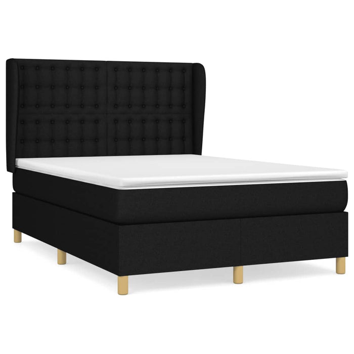 Pat box spring cu saltea, negru, 140x190 cm, textil - WALTI WALTI