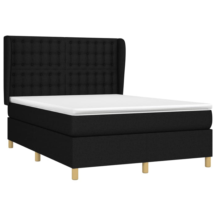 Pat box spring cu saltea, negru, 140x190 cm, textil - WALTI WALTI