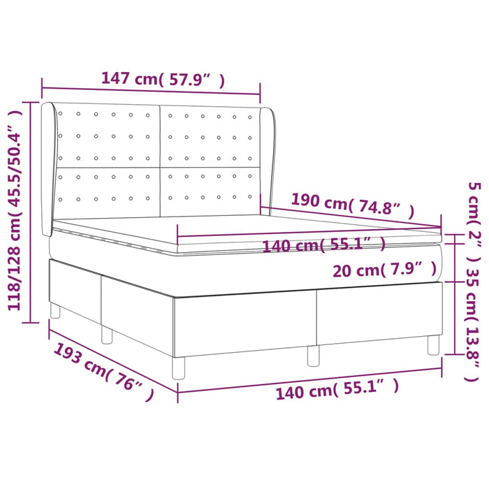 Pat box spring cu saltea, negru, 140x190 cm, textil - WALTI WALTI