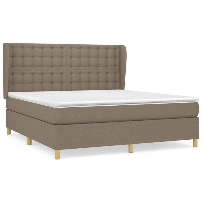 Pat box spring cu saltea, gri taupe, 160x200 cm material textil - WALTI WALTI