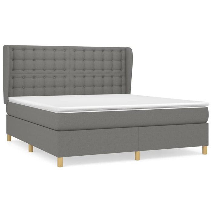 Pat box spring cu saltea, gri închis, 180x200 cm, textil - WALTI WALTI