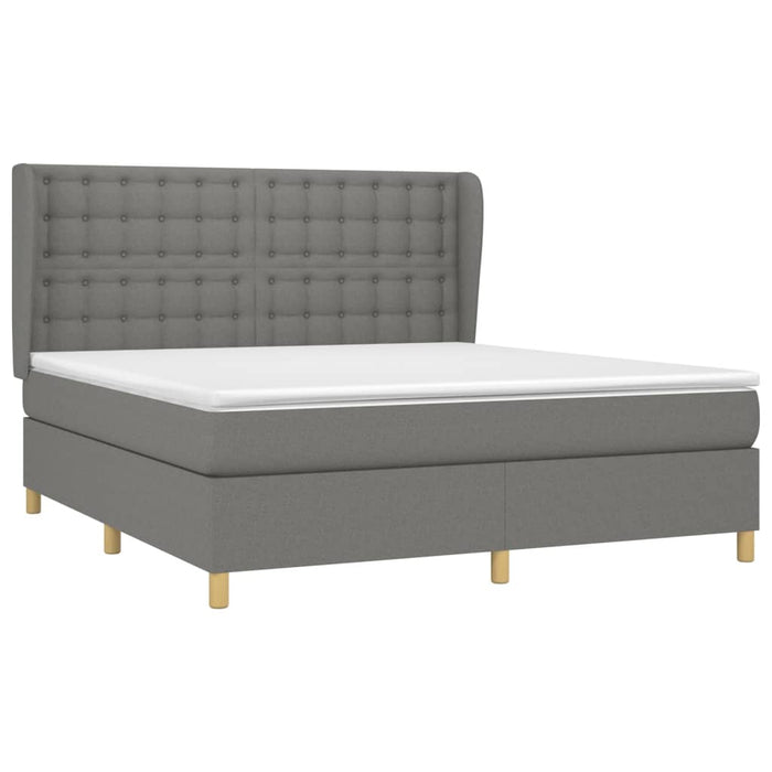 Pat box spring cu saltea, gri închis, 180x200 cm, textil - WALTI WALTI