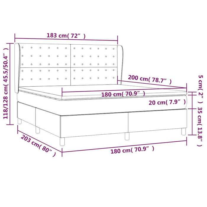 Pat box spring cu saltea, negru, 180x200 cm, catifea - WALTI WALTI