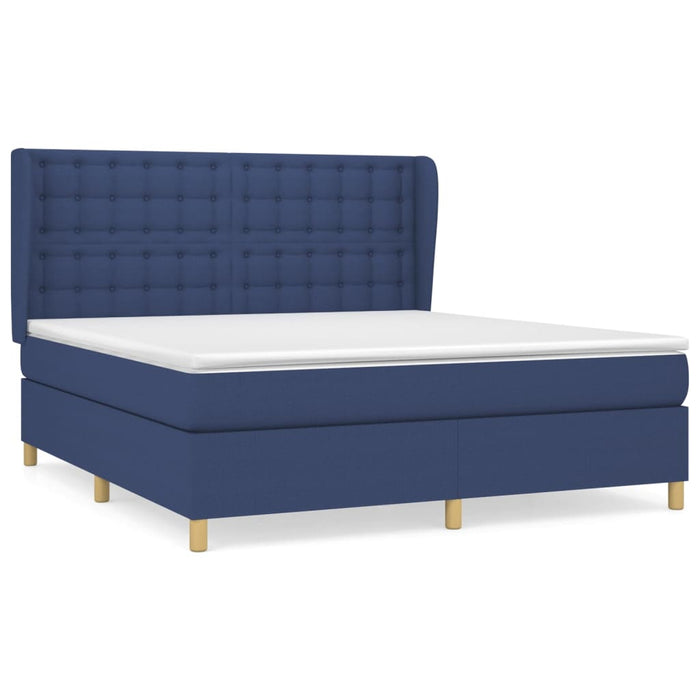 Pat box spring cu saltea, albastru, 180x200 cm, material textil - WALTI WALTI