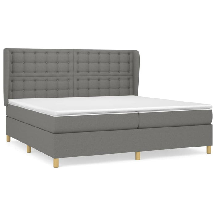 Pat box spring cu saltea, gri închis, 200x200 cm, textil - WALTI WALTI