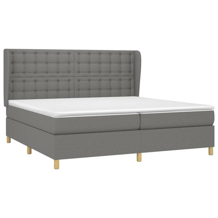 Pat box spring cu saltea, gri închis, 200x200 cm, textil - WALTI WALTI