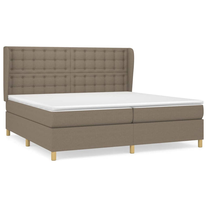 Pat box spring cu saltea, gri taupe, 200x200 cm, textil - WALTI WALTI