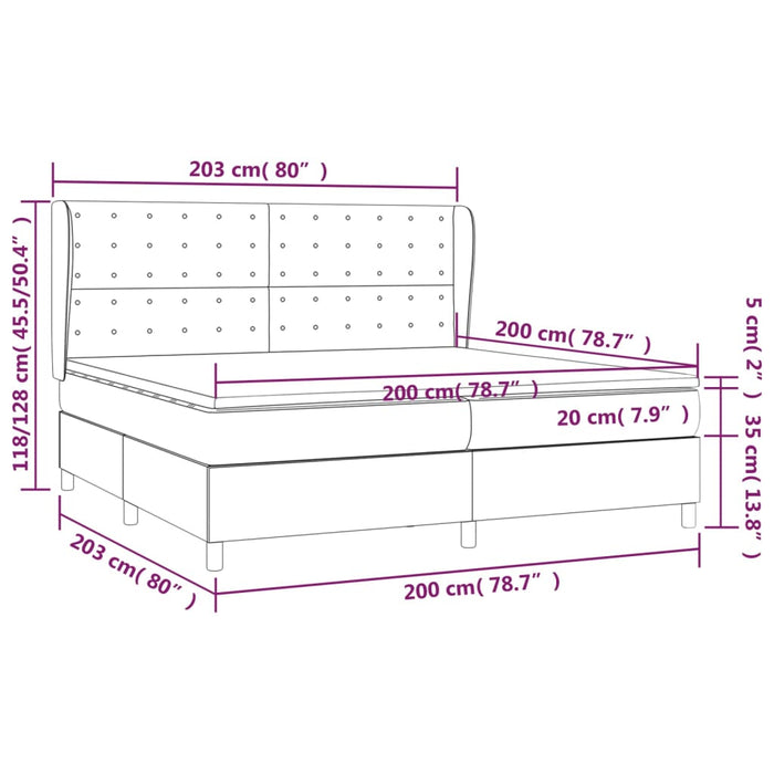 Pat box spring cu saltea, gri taupe, 200x200 cm, textil - WALTI WALTI