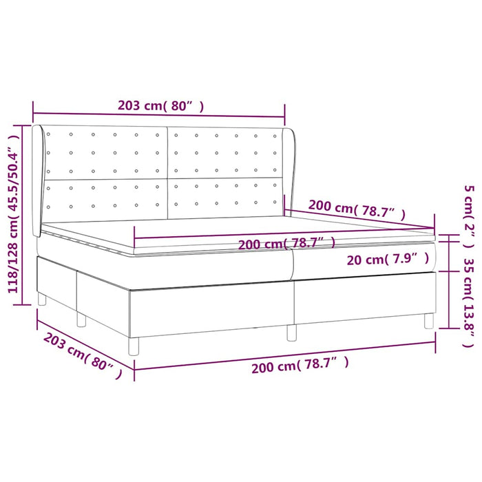 Pat box spring cu saltea, verde, 200x200 cm, textil WALTI
