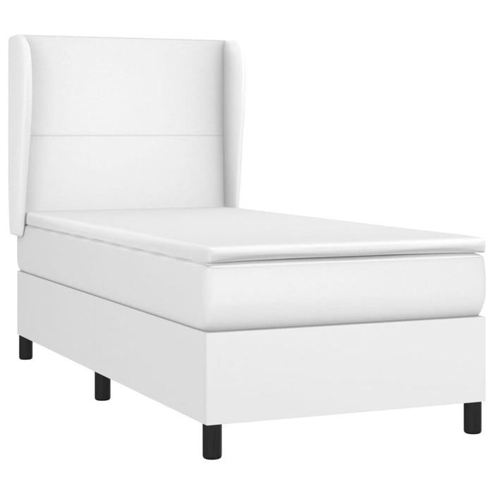 Pat box spring cu saltea, alb, 80x200 cm, piele ecologică WALTI
