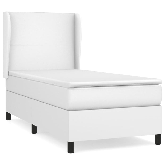 Pat box spring cu saltea, alb, 90x200 cm, piele ecologică - WALTI WALTI