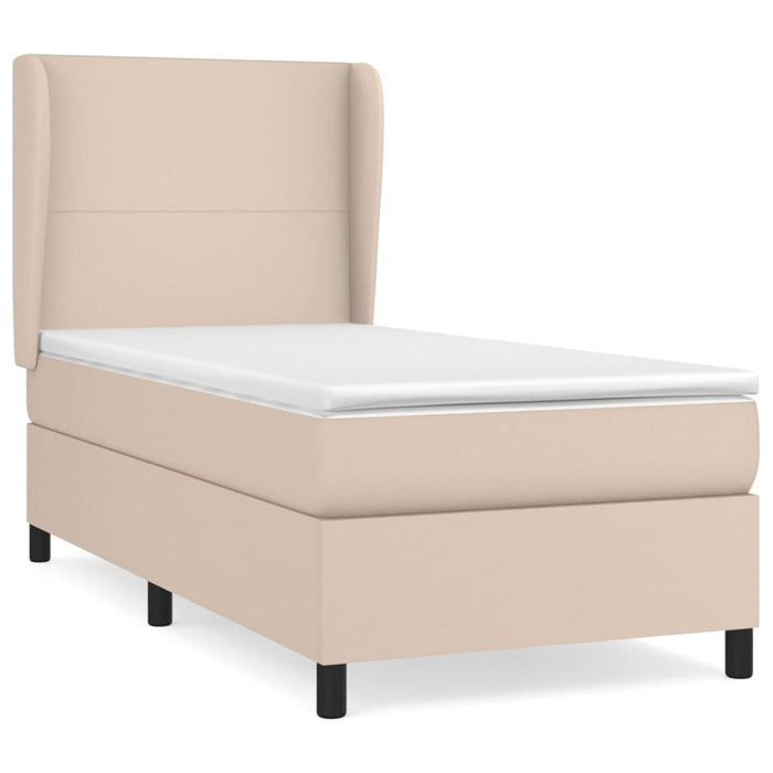 Pat box spring cu saltea, cappuccino, 90x200 cm piele ecologică - WALTI WALTI