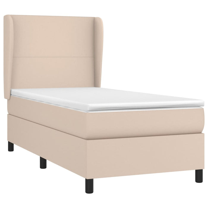 Pat box spring cu saltea, cappuccino, 90x200 cm piele ecologică - WALTI WALTI