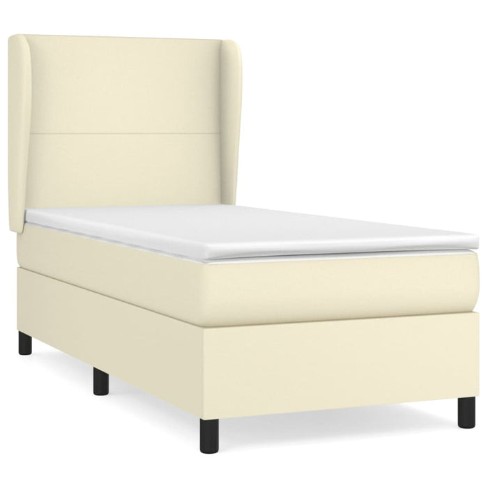 Pat box spring cu saltea, crem, 100x200 cm, piele ecologică - WALTI WALTI