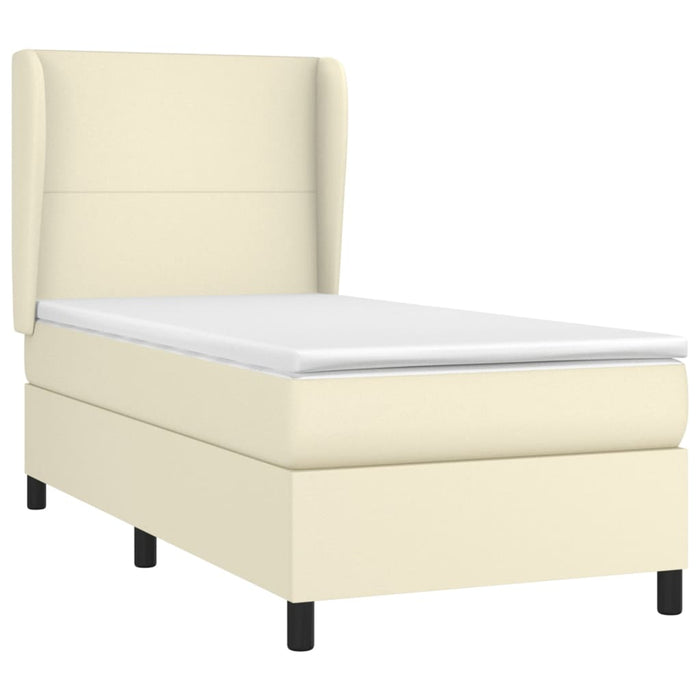 Pat box spring cu saltea, crem, 100x200 cm, piele ecologică - WALTI WALTI