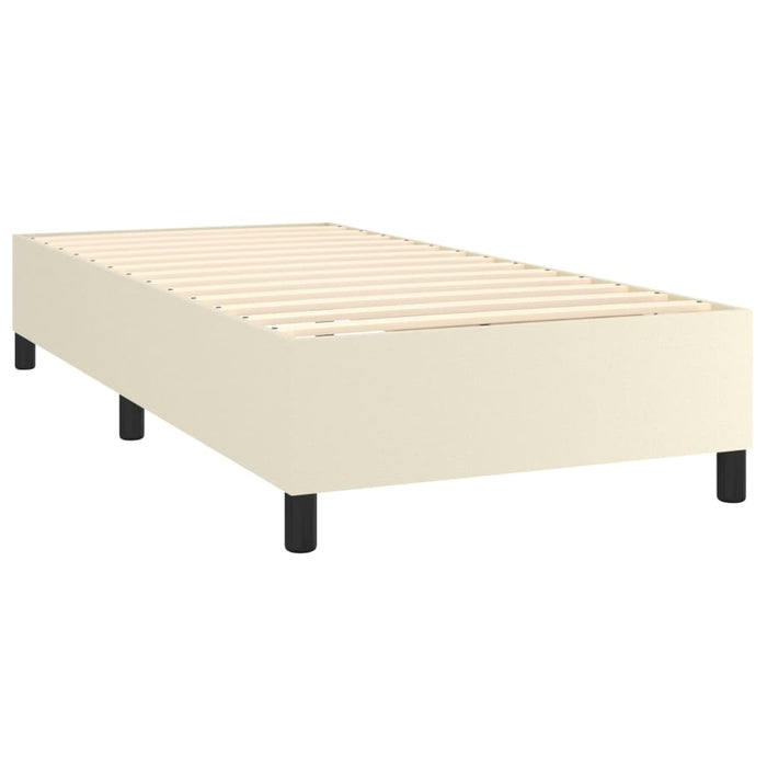 Pat box spring cu saltea, crem, 100x200 cm, piele ecologică - WALTI WALTI