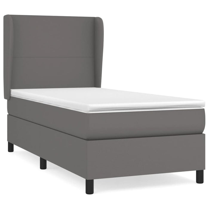 Pat box spring cu saltea, gri, 100x200 cm, piele ecologică - WALTI WALTI