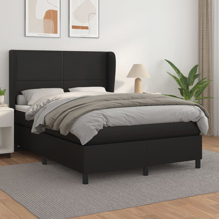 Pat box spring cu saltea, negru, 140x190 cm, piele ecologică - WALTI WALTI