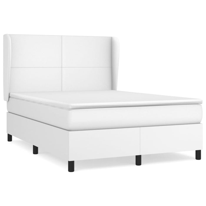 Pat box spring cu saltea, alb, 140x190 cm, piele ecologică - WALTI WALTI